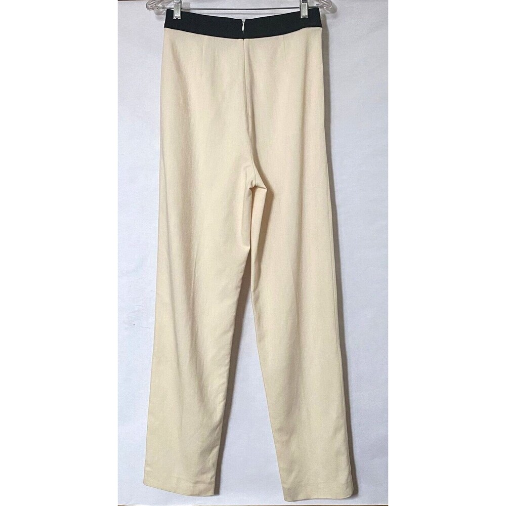 Massimo Dutti Studio Pants Womens 4 Cream Black Contrast Tuxedo Trousers NWT - Picture 4 of 16
